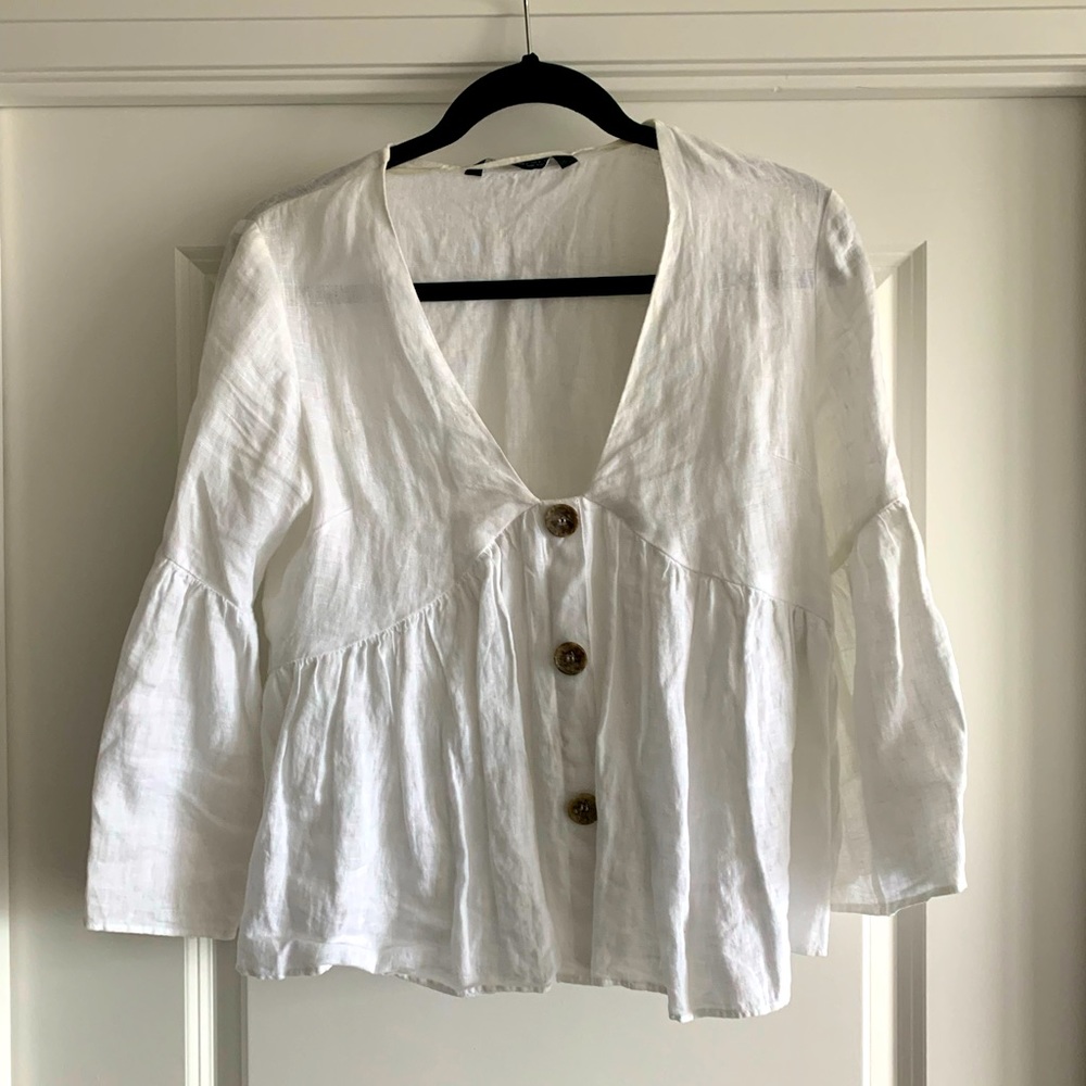 Zara bell sleeve linen top